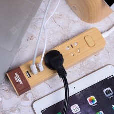 Smart Home USB Multi-function Plug Wood Grain Work Home Safety Switch Terminal Block Socket British Regulations